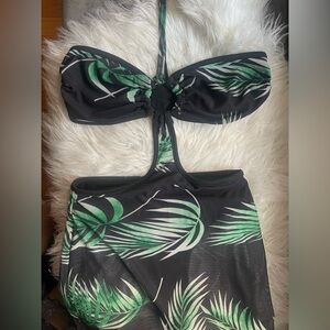 Sexy one piece, Tropical Leaf Print Maxi Style Dress